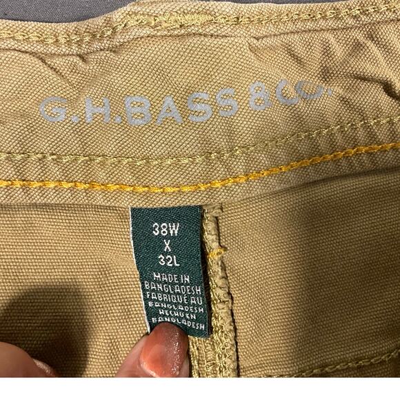 G.H. Bass Denim Straight Leg Cotton Pants, Men 38x32 Brown/Khaki Utility Jeans - Picture 3 of 10